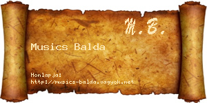 Musics Balda névjegykártya